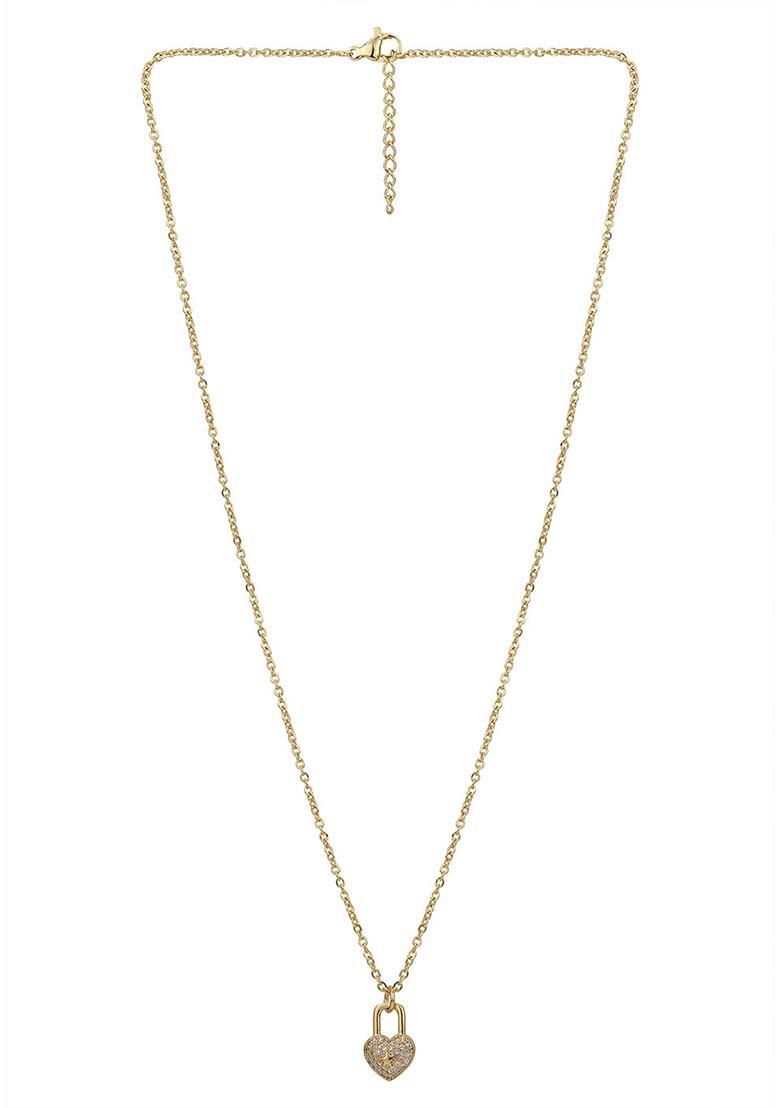 Gold And White Plated Pendant Necklace - Indya