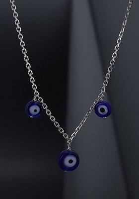 Silver And Blue Rhodium Plated Necklace Chain