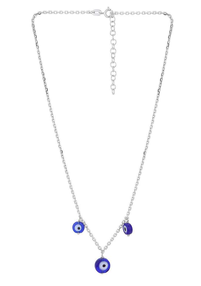 Silver And Blue Rhodium Plated Necklace Chain - Indya