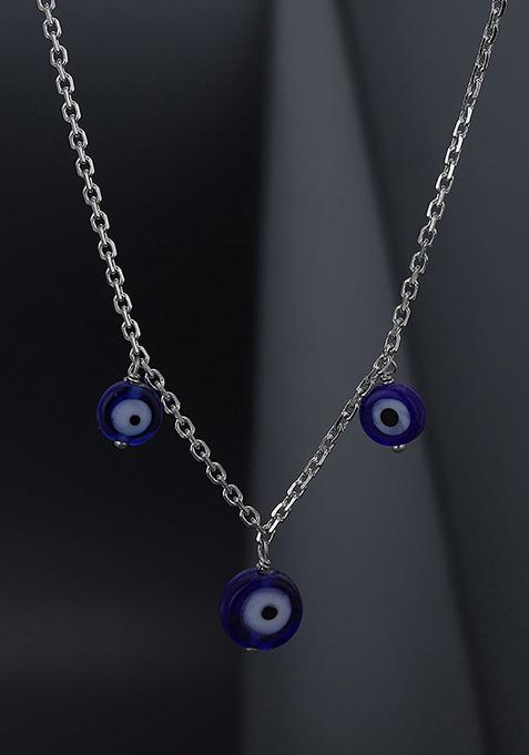 Silver And Blue Rhodium Plated Necklace Chain