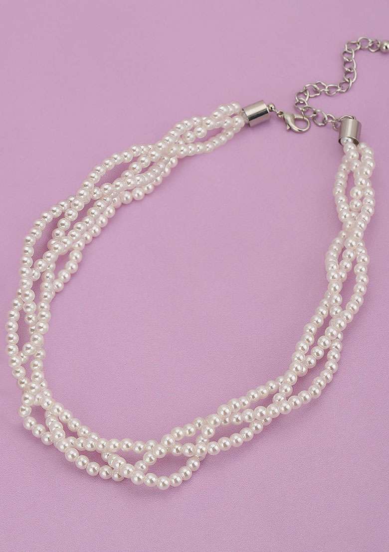 White Rhodium Plated Necklace Chain - Indya