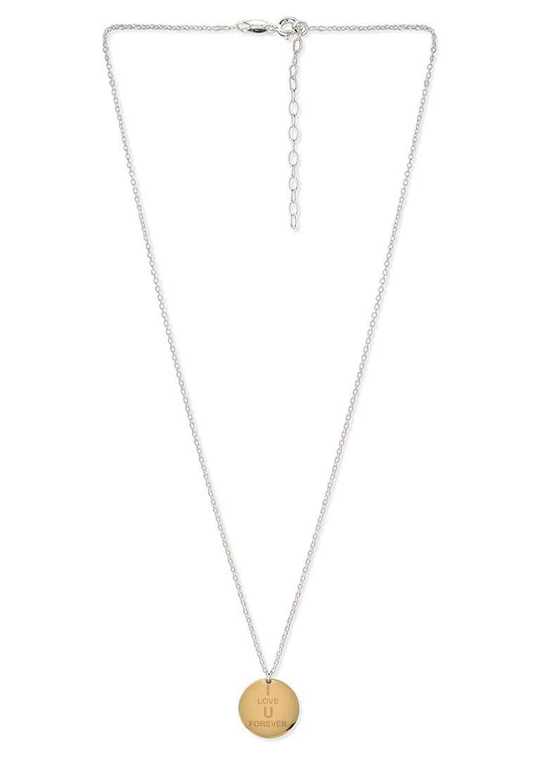 Silver Two Tone Plated Pendant Necklace - Indya