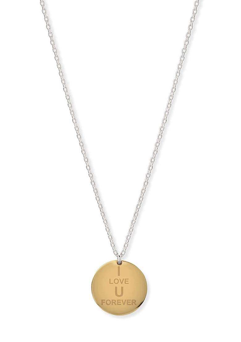 Silver Two Tone Plated Pendant Necklace - Indya