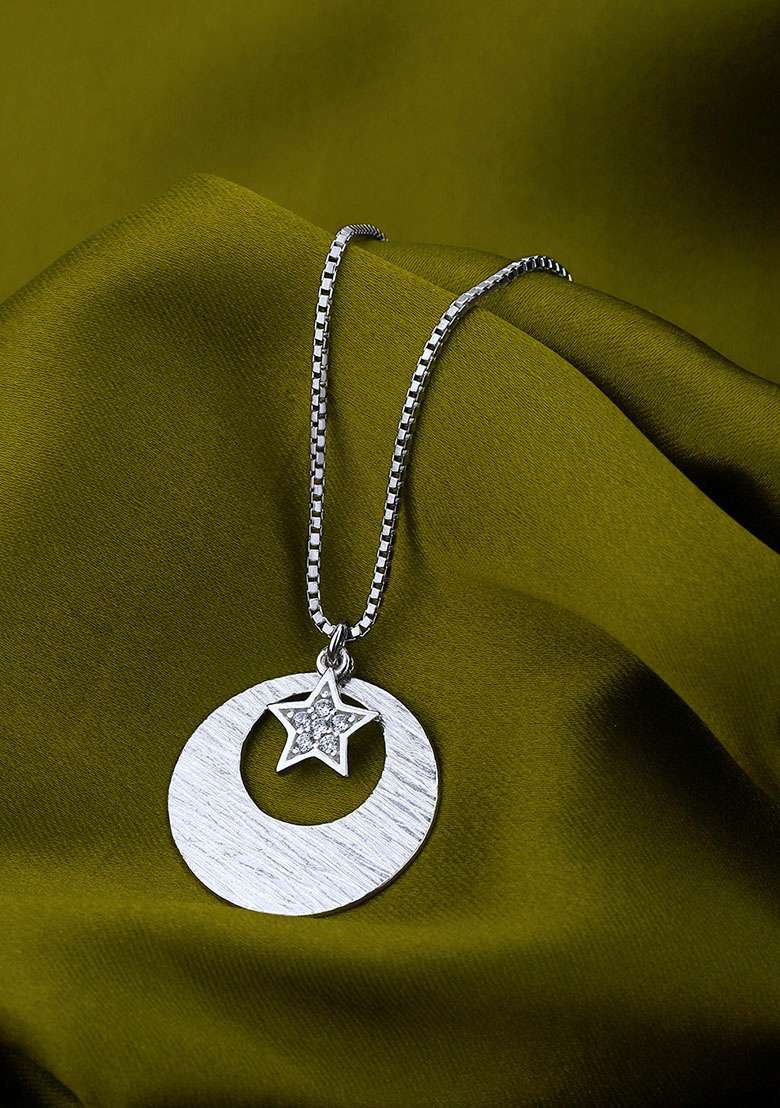 Silver Rhodium Plated Pendant Necklace - Indya