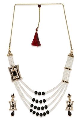 Multi Strand Pearl Strings Gold Plated Side Brooch Long Necklace