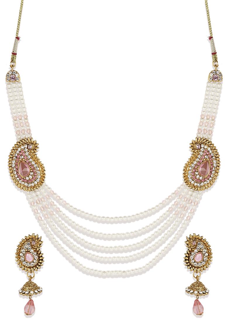 Multi Strand Pearl Strings Gold Plated Two Side Brooch Long Necklace