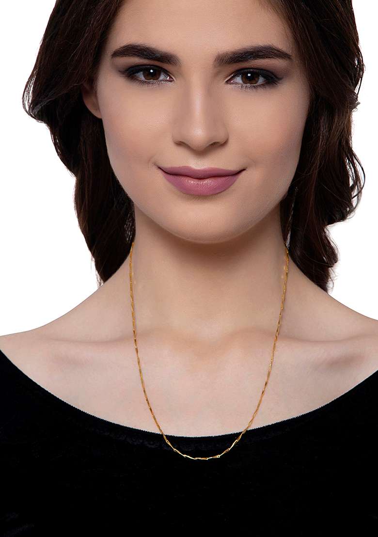 Simple Design Gold Plated Sleek Thin Chain - Indya