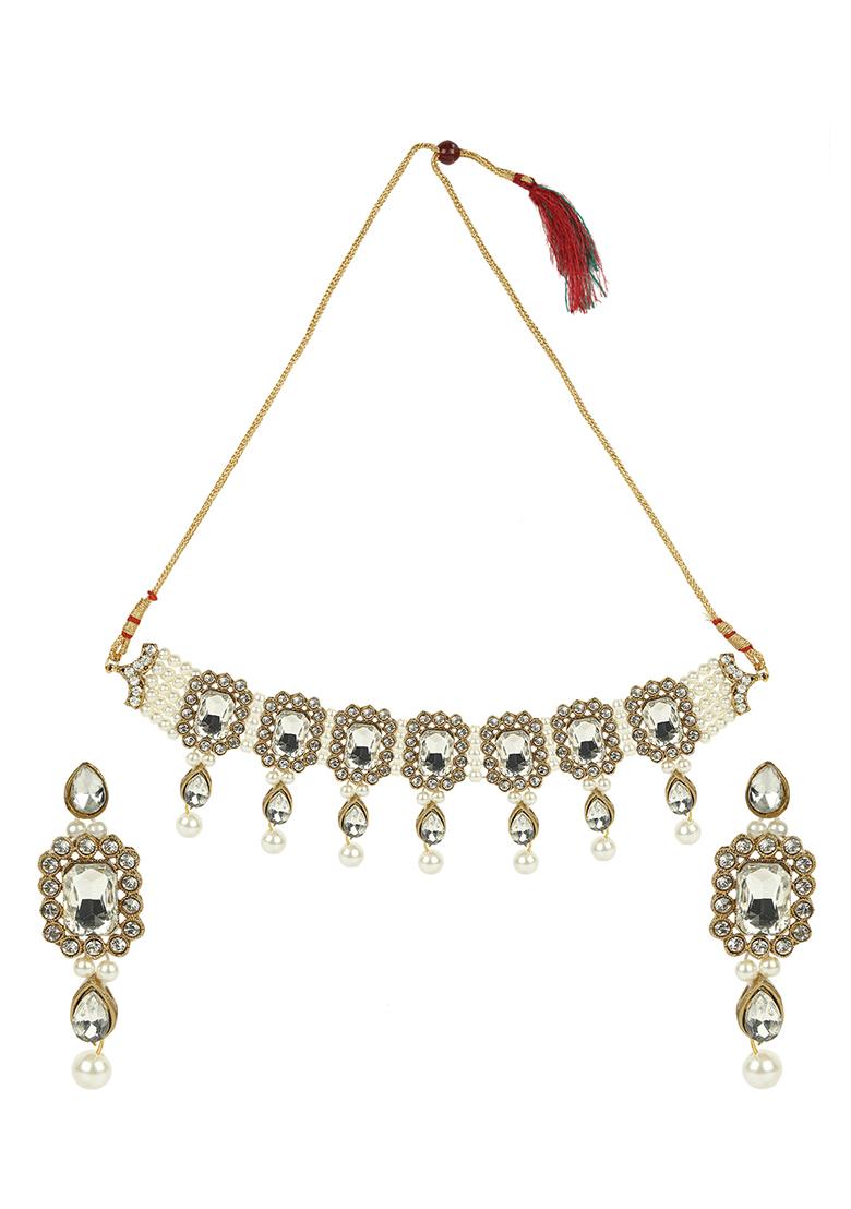 Traditional Gold Plated Kundan And Pearl Choker