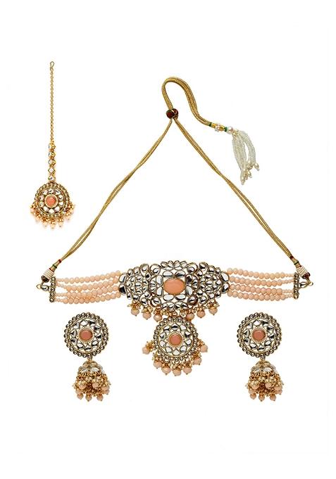 Traditional Gold Plated Kundan Pink Choker Necklace