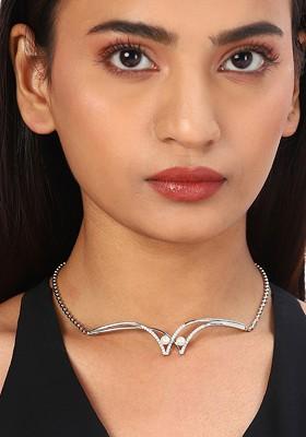 Silver Plated American Diamond Necklace Chain