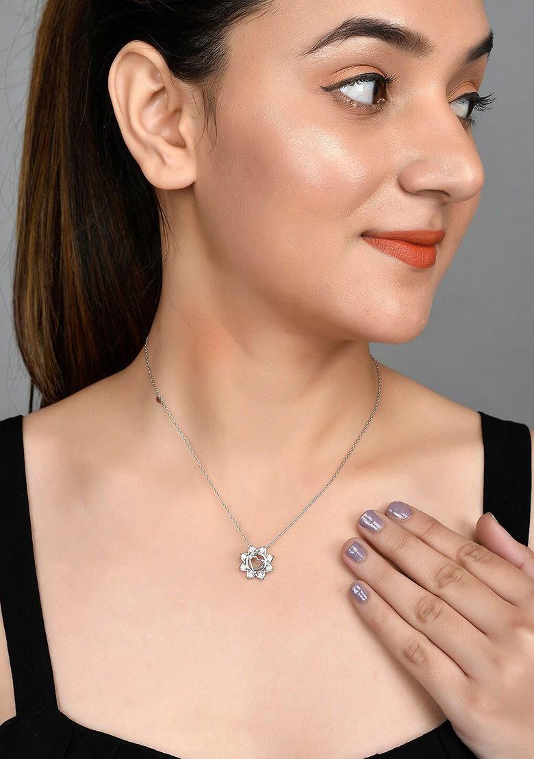 Silver Plated Rhodium Plated Pendant With Chain