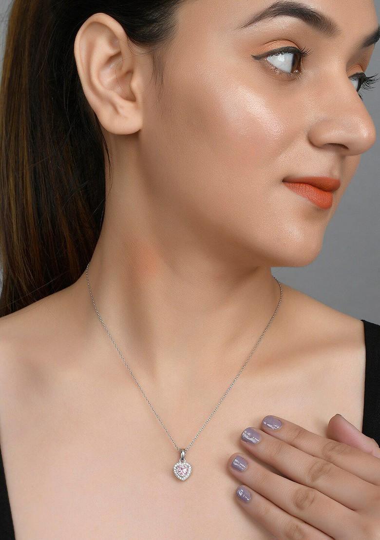 Silver Plated Rhodium Plated Pendant With Chain