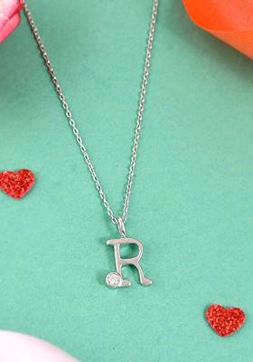 Silver Plated Cz Stone Studded Pendant With Chain