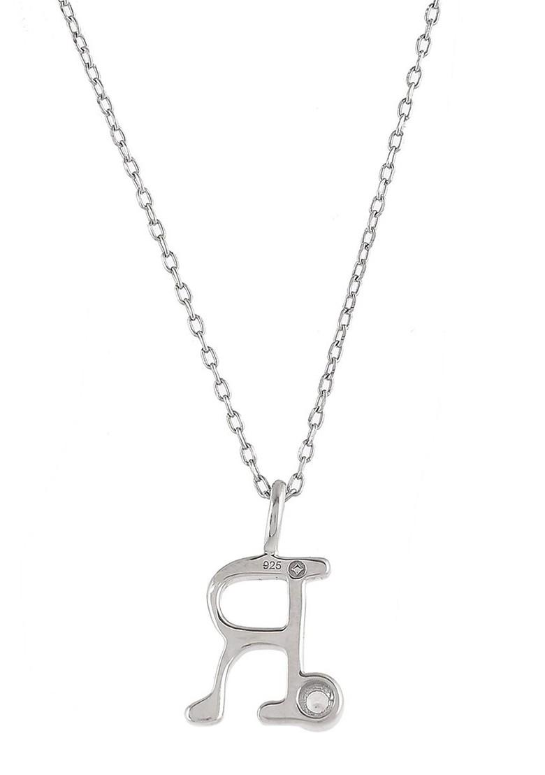 Silver Plated Cz Stone Studded Pendant With Chain