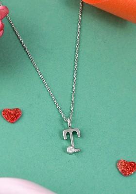 Silver Plated Cz Stone Studded Pendant