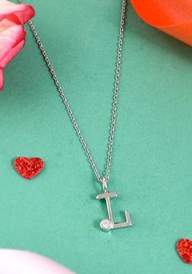 Silver Plated Cz Stone Studded Pendant With Chain