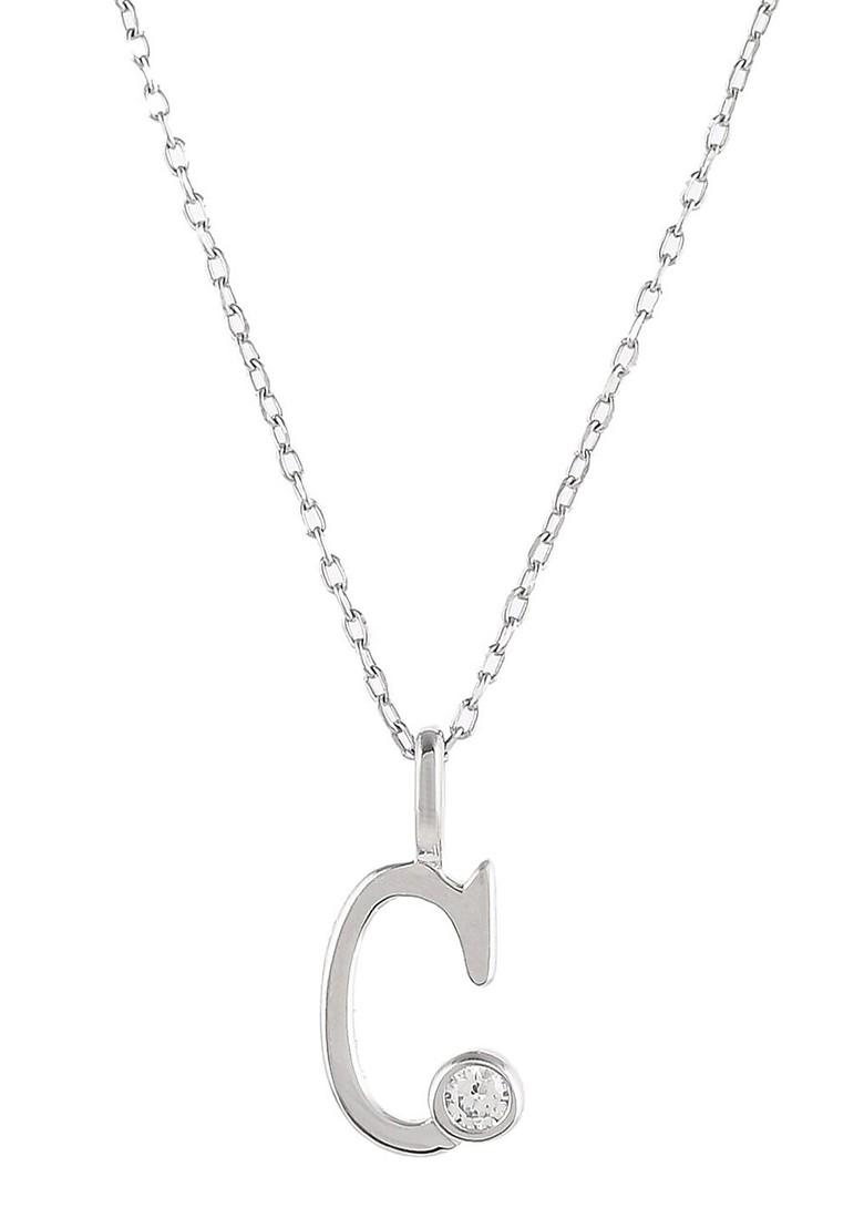 Silver Plated Cz Stone Studded Pendant With Chain