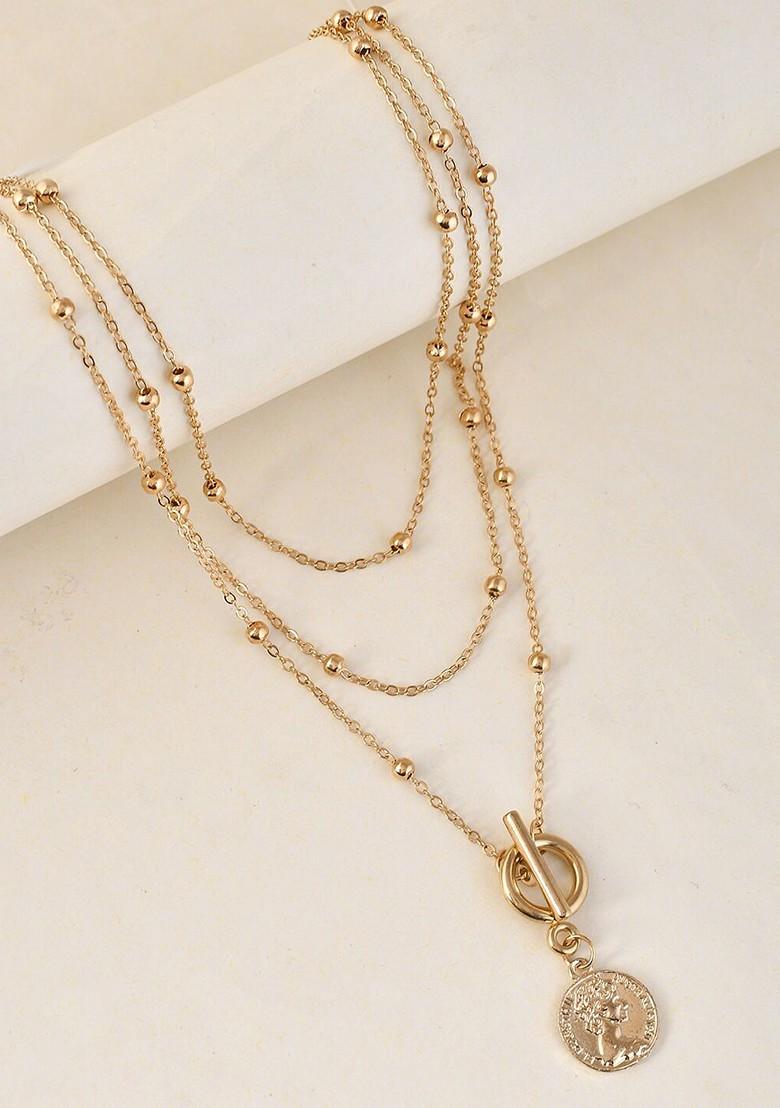 Gold Plated Bead Enamelled Necklace Chain