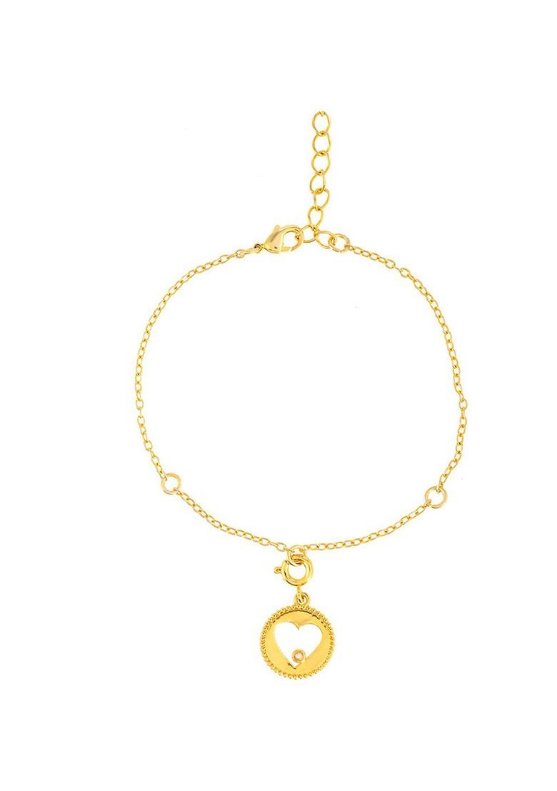 Gold Plated Stone Studded Pendant With Chain