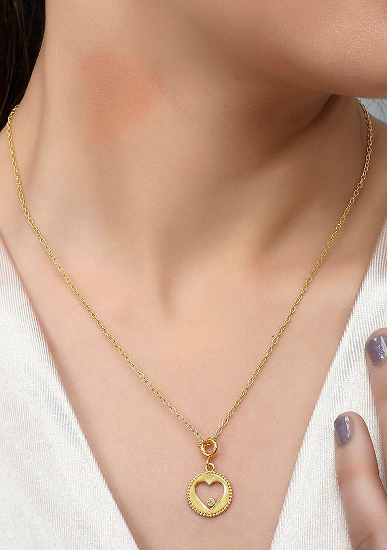 Gold Plated Stone Studded Pendant With Chain