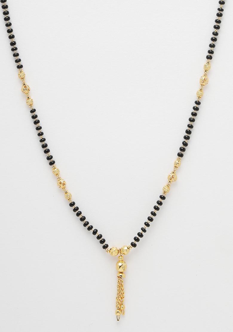 Black Ethnic Gold Plated Beaded Mangalsutra