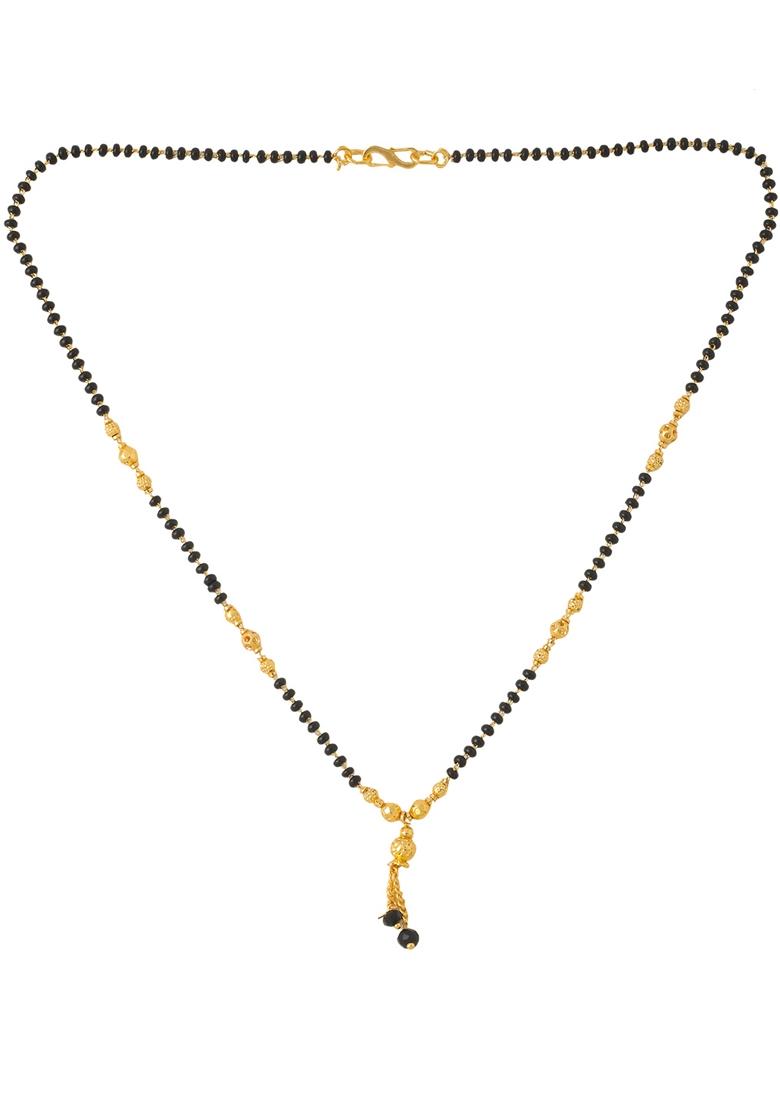 Black Ethnic Gold Plated Beaded Mangalsutra