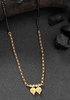 Gold Gold Plated Black Beaded Mangalsutra