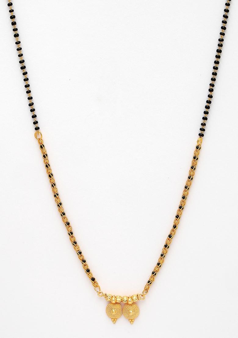 Gold Gold Plated Black Beaded Mangalsutra