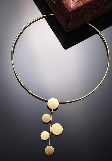 Gold Gold Plated Circular Choker Necklace