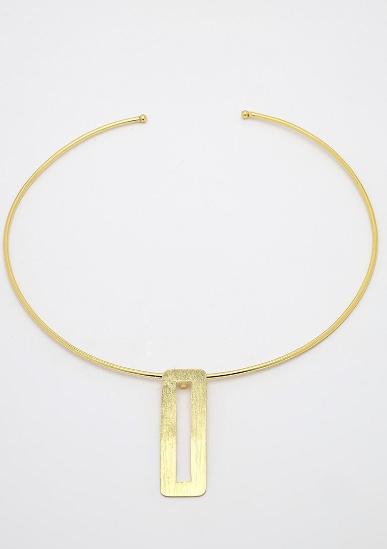 Gold Gold Plated Circular Choker Necklace