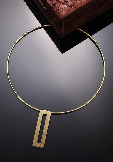 Gold Gold Plated Circular Choker Necklace