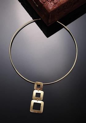 Gold Gold Plated Circular Choker Necklace