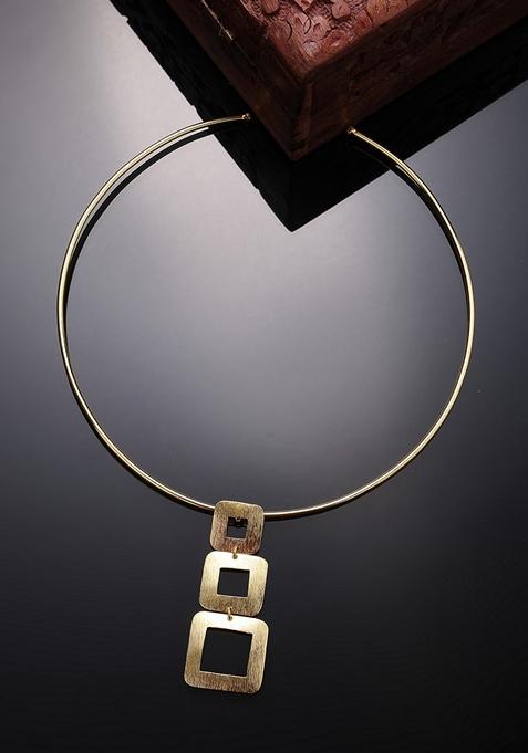 Gold Gold Plated Circular Choker Necklace