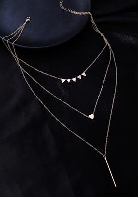 Silver 3 Layered Gold Plated Minimal Layered Necklace