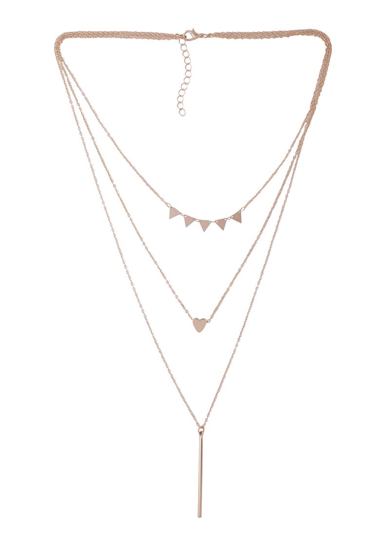 Silver 3 Layered Gold Plated Minimal Layered Necklace