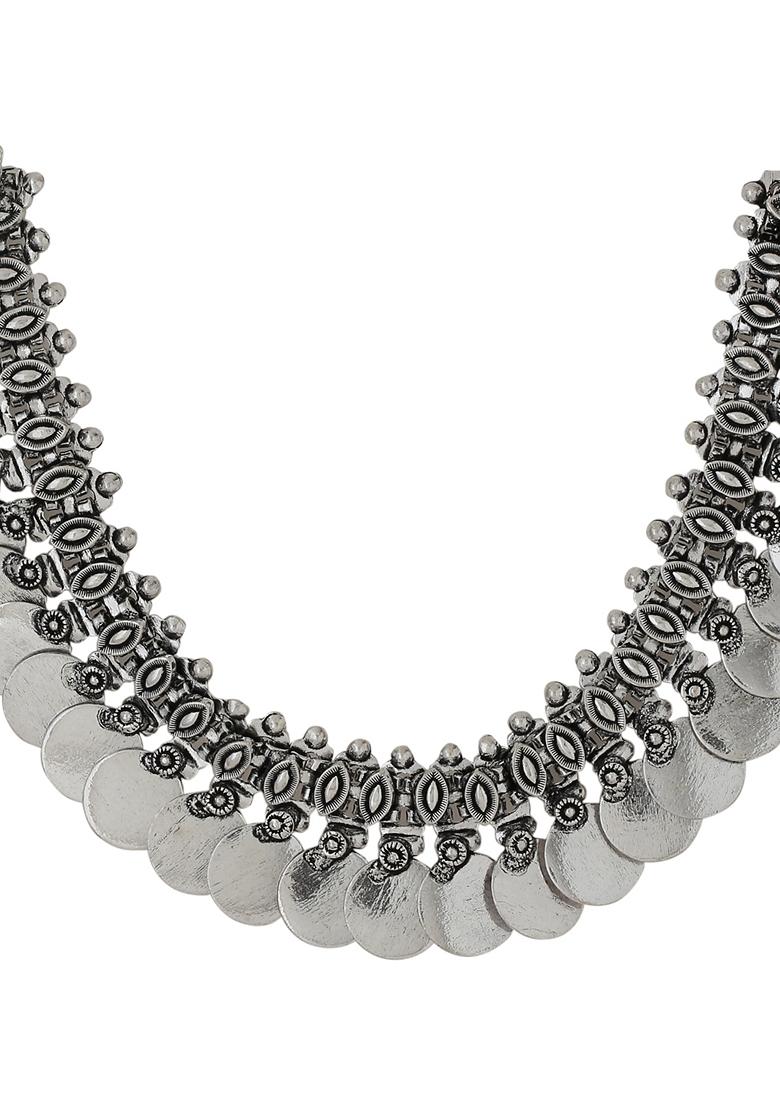 Silver Plated Oxidised Necklace