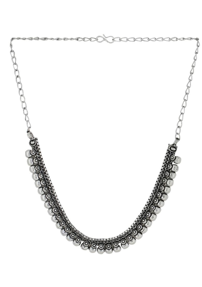 Silver Plated Oxidised Necklace