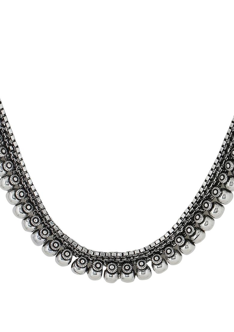 Silver Plated Oxidised Necklace