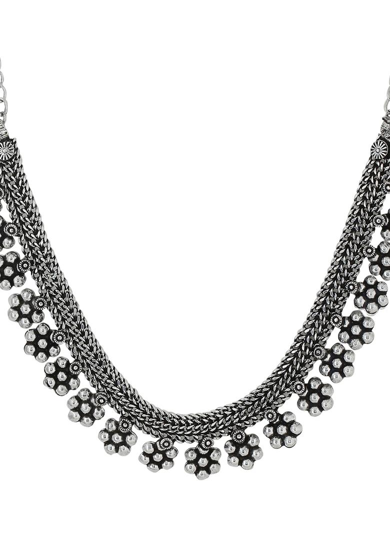 Silver Plated Oxidised Necklace