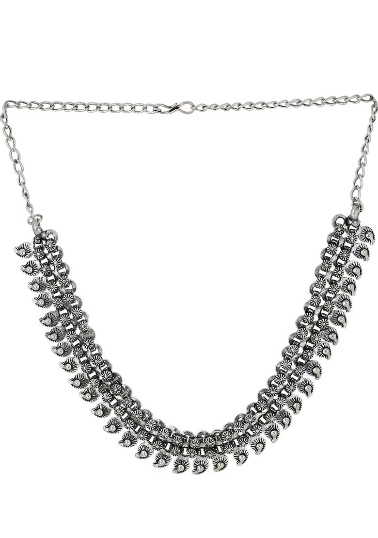 Silver Plated Oxidised Necklace