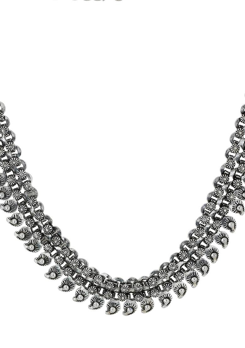 Silver Plated Oxidised Necklace