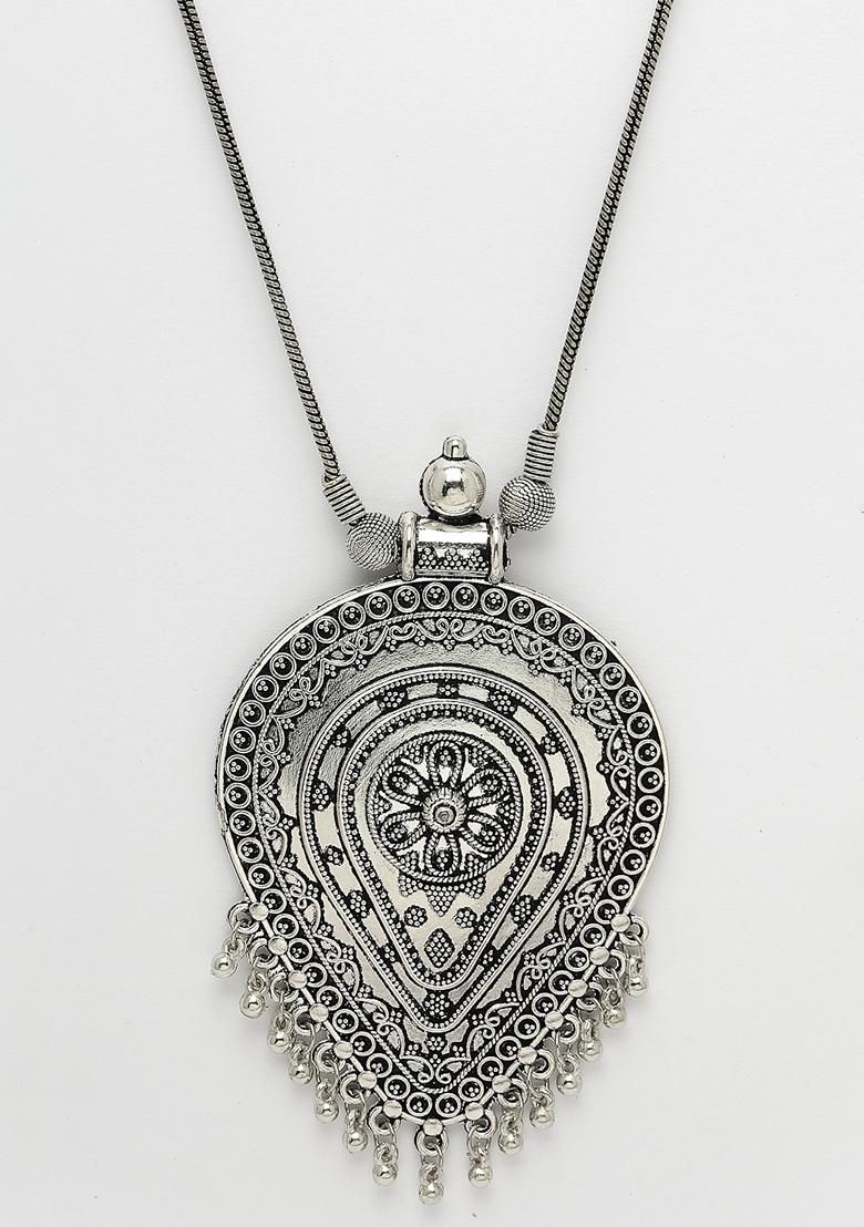 Black Elegant Silver Oxidised Brass Necklace