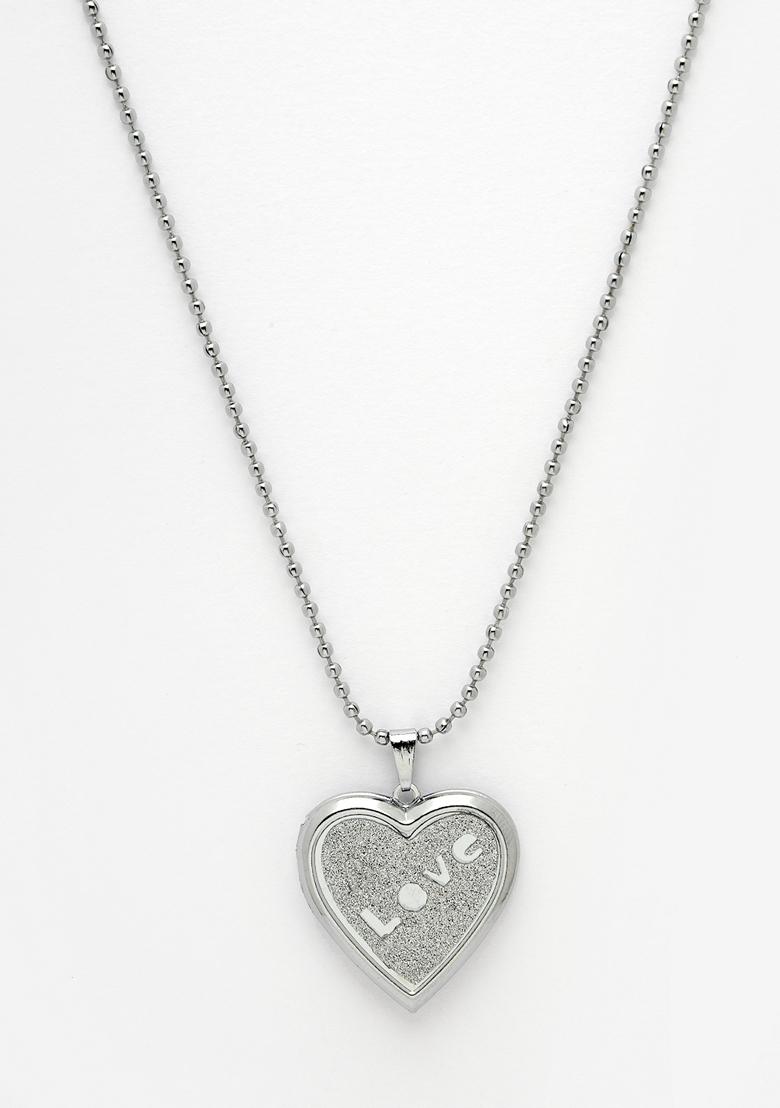 Silver Plated Heart Shaped Pendent With Picture Frame And Chain For Men