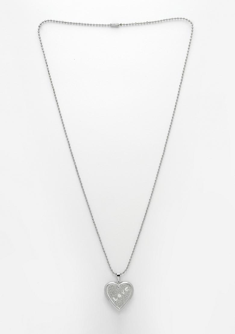 Silver Plated Heart Shaped Pendent With Picture Frame And Chain For Men