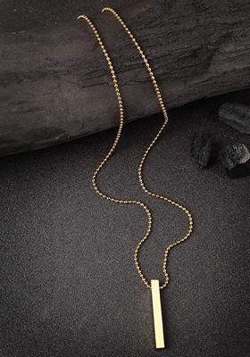 Gold Men Gold Plated Geomatric Pendent With Chain