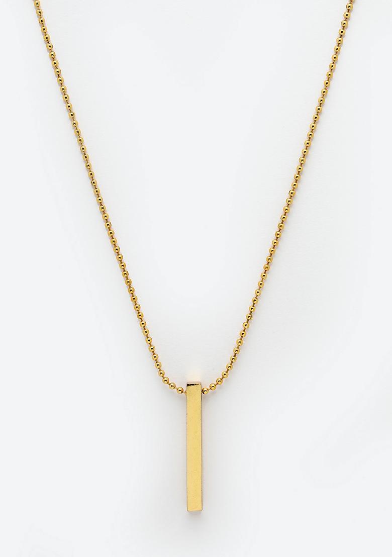 Gold Men Gold Plated Geomatric Pendent With Chain