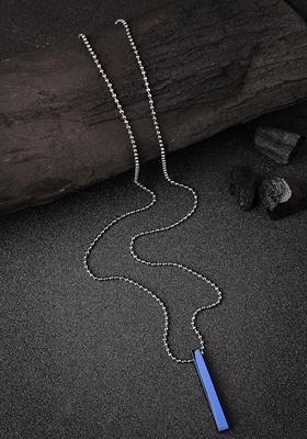 Blue Men Plated Geomatric Pendent With Chain