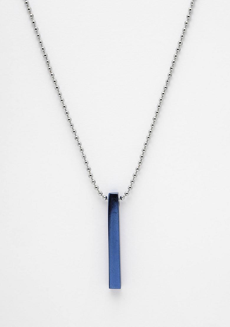 Blue Men Plated Geomatric Pendent With Chain
