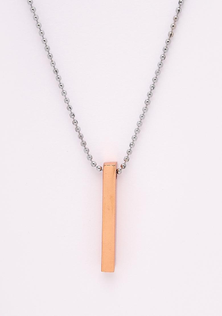 Copper Men Copper Plated Geomatric Pendent With Chain