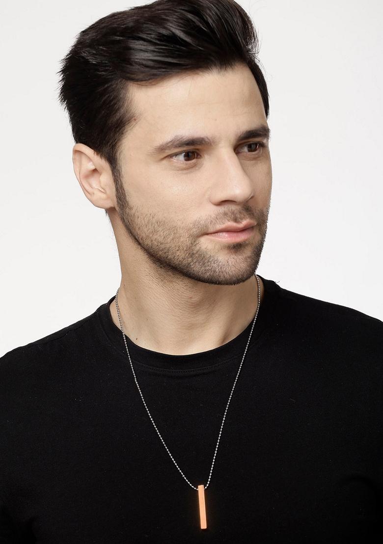 Copper Men Copper Plated Geomatric Pendent With Chain